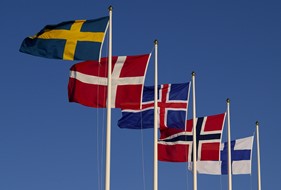De fem nordiske flag