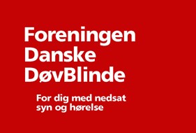 Forside af rød pjece: Foreningen Danske DøvBlinde